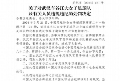 故意攻击比赛官员 由于言论不当，武汉女足官员被罚