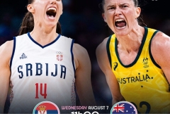 FIBA发布海报：澳大利亚女篮能否结束塞尔维亚奥运会四分之一决赛的不败纪录？